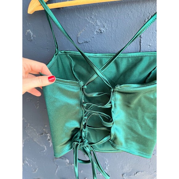 emerald green corset style top - Picture 3 of 5
